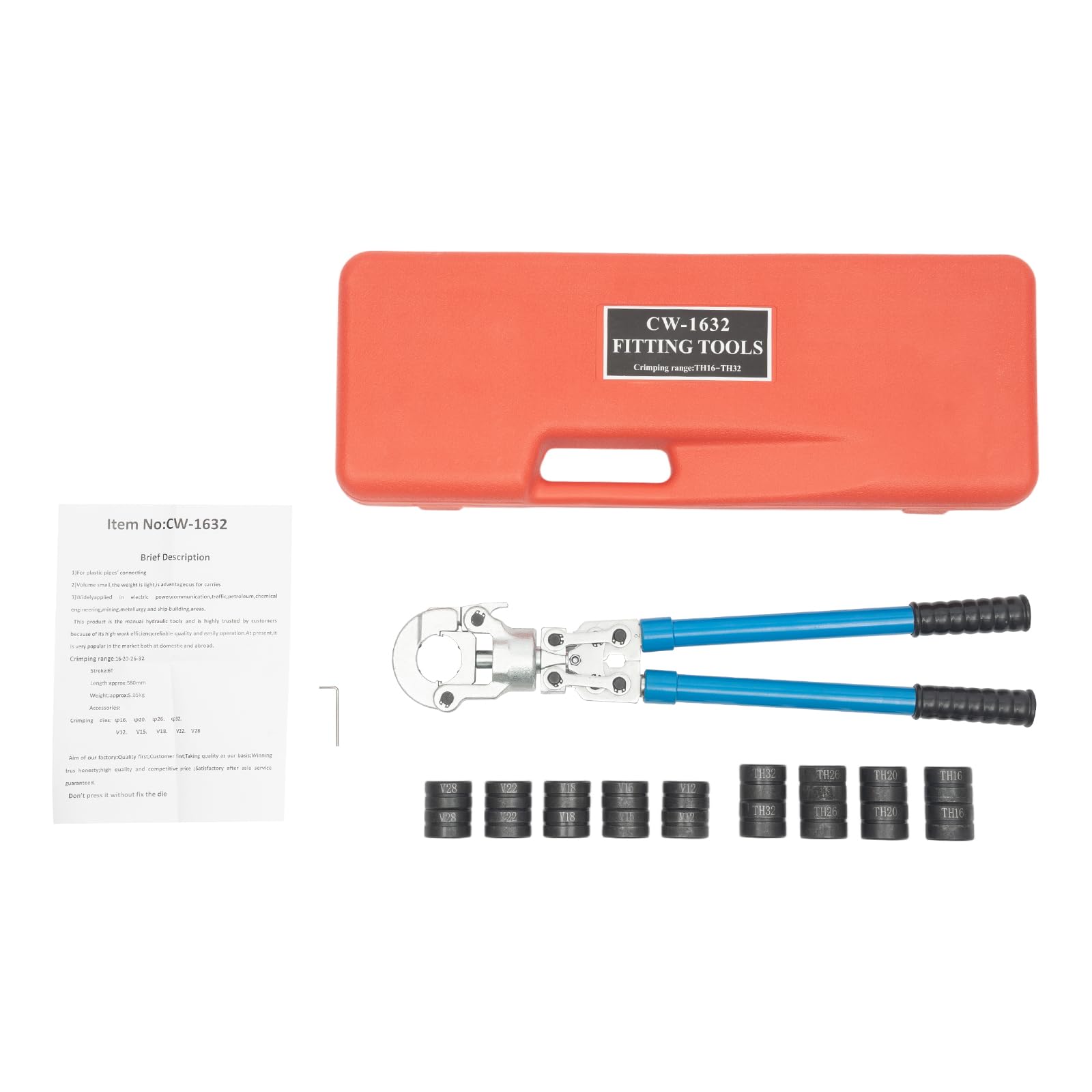 Set di pinze crimpatrici professionali per tubi in alluminio e plastica, 16-20-26-32 mm, per tubi elettrici, comunicazioni