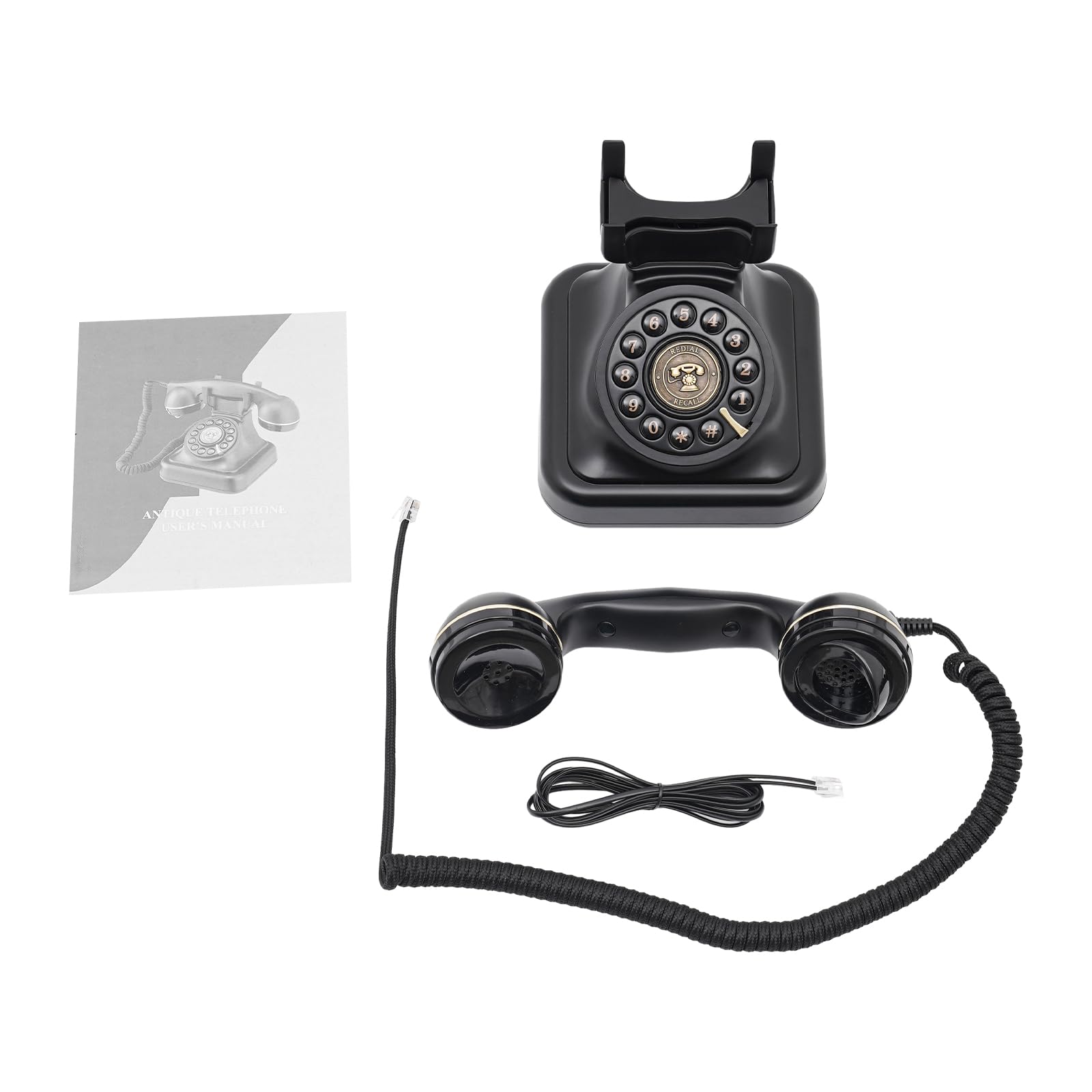 Retro-Festnetztelefon Vintage Telefon Klassisches Schnurgebundenes Tischtelefon mit Wählscheibe und Schnur als Nostalgie Festnetztelefon