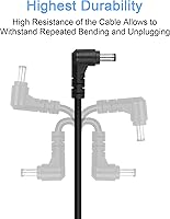 Vista 5 de GINTOOYUN 2 cables de extensión de alimentación CC de 0.217 in x 0.083 in, adaptador de ángulo recto de 90 grados macho a macho para adaptador