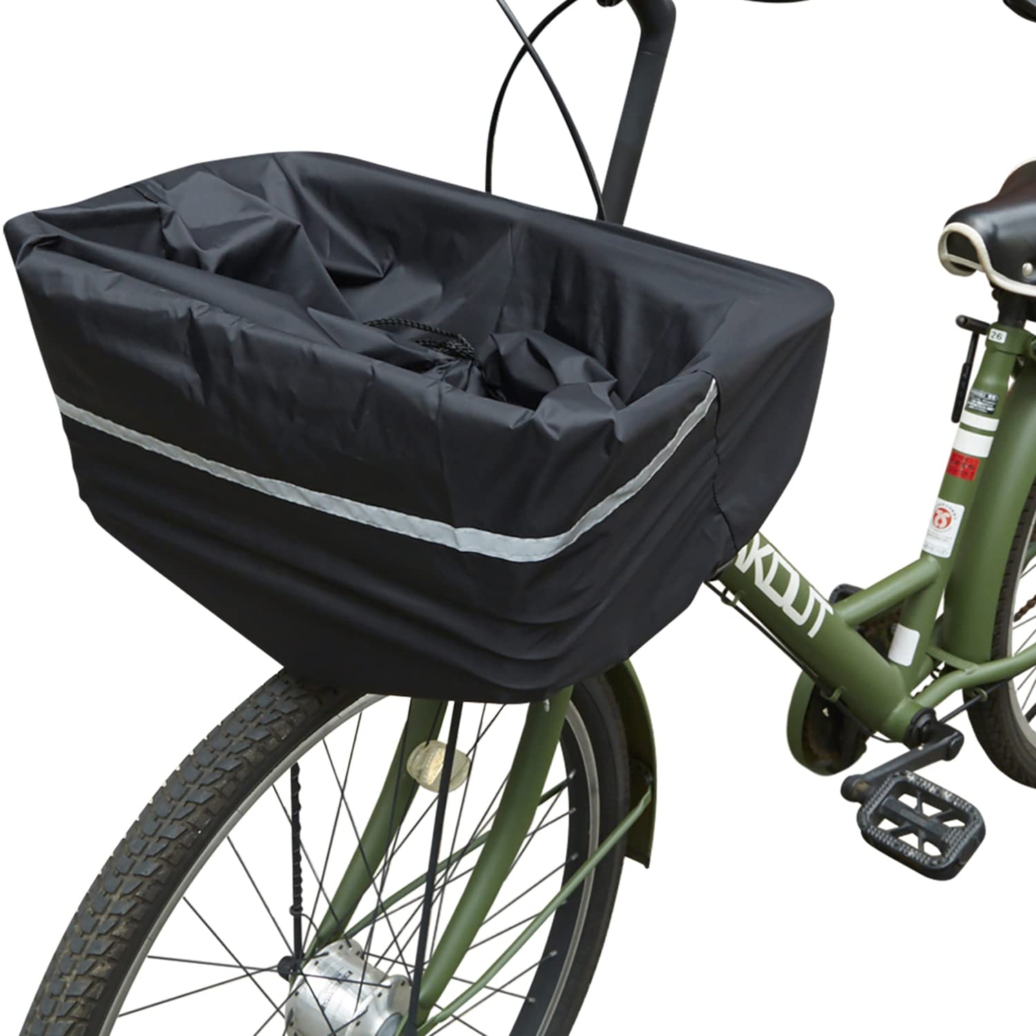 Amazon.co.jp: 大きい荷物も入る巾着型 キアーロ 自転車 前かごカバー
