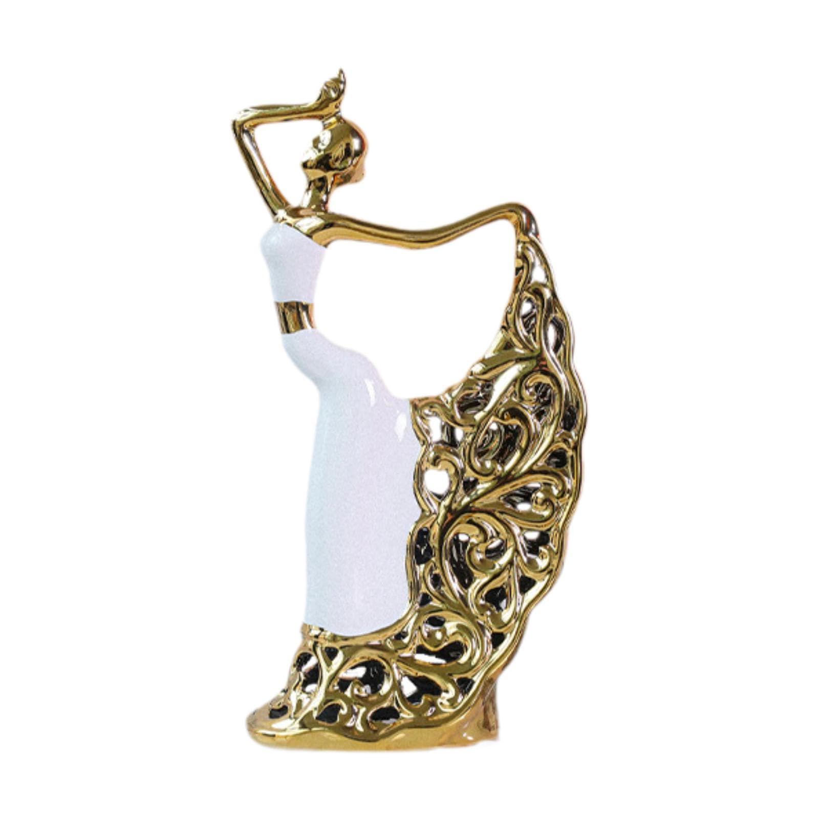 Escultura de Cerámica Estilo Nórdico: Muñeca Elegante, Estatua de para Estantería O Mesa.