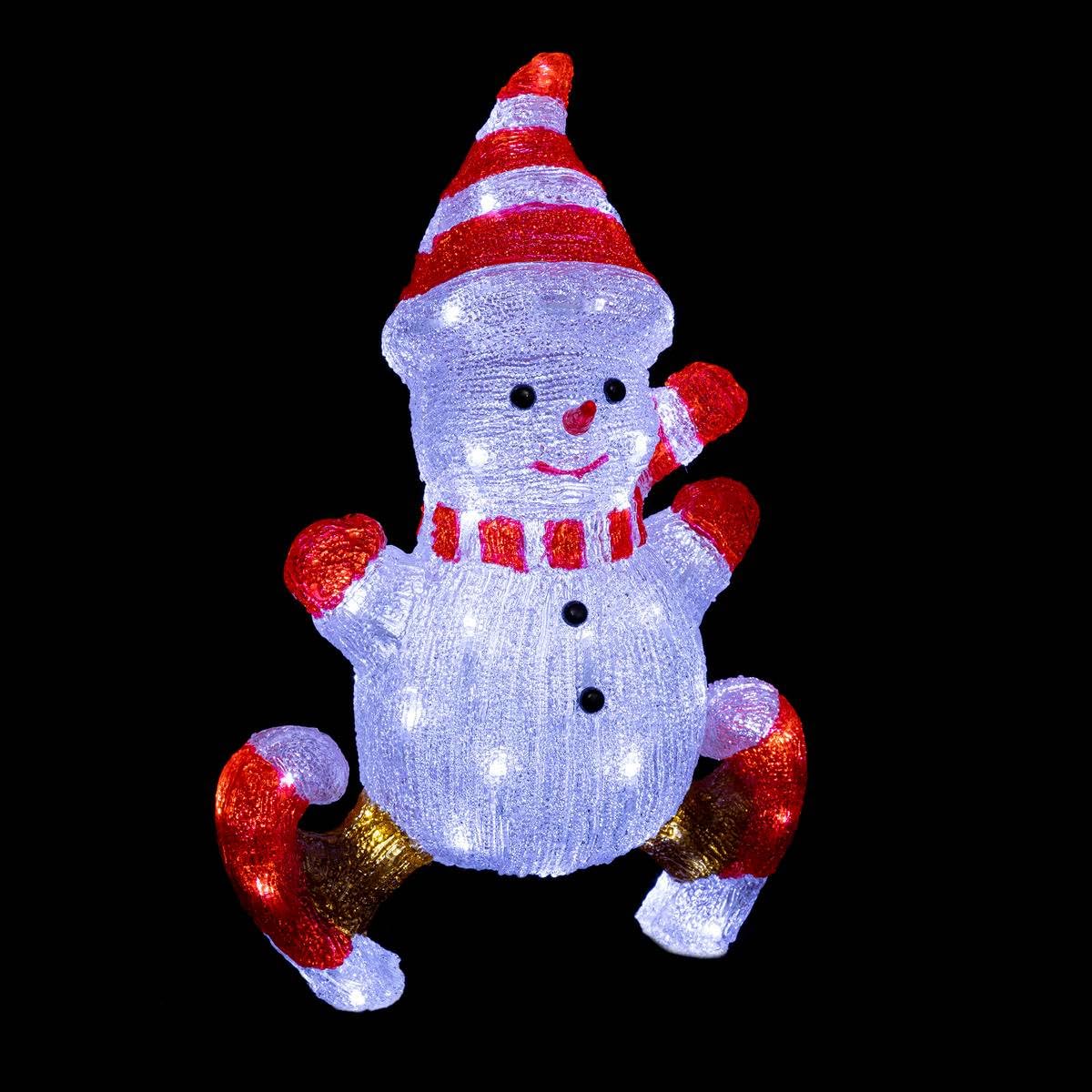 Muñeco de Nieve con Patines Luminosos Exterior H 50 cm 60 LED + Transformador
