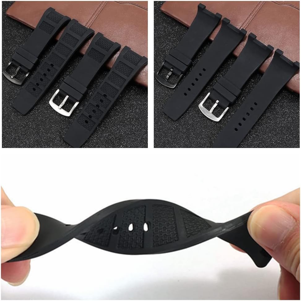 Kevisae Black Concave Lug Rubber Silicone Watch Band Strap for IWC IW322503 Watch Replacement Rubber Silicone Band-IWC Watch Strap IW322503 IW323601 IW376501