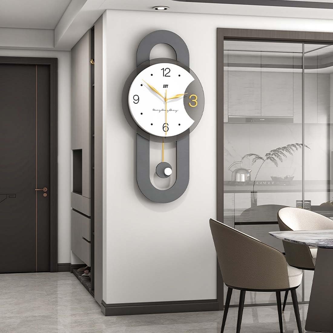 Reloj de pared con péndulo, moderno, decorativo, funciona con pilas, ideal para sala de estar, dormitorio, oficina, decoración del hogar