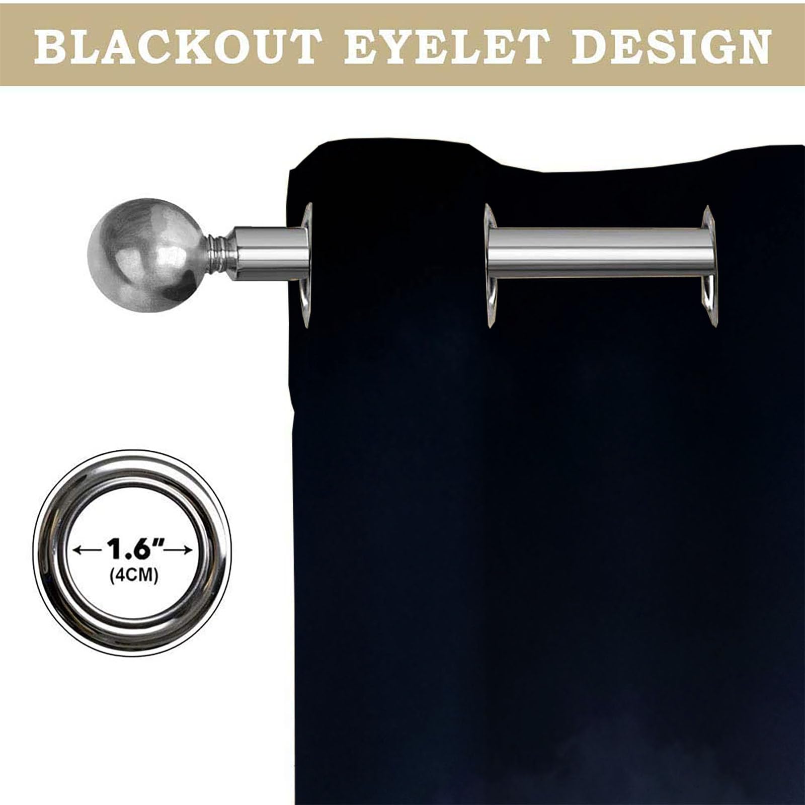 Naturwald Schallschutz Blickdichte Vorhänge Wohnzimmer, Nebelmond Verdunklungsvorhänge, Blauschwarz Thermovorhang Mit Ösen Schlafzimmer - H215 x B110 cm (2er Pack)