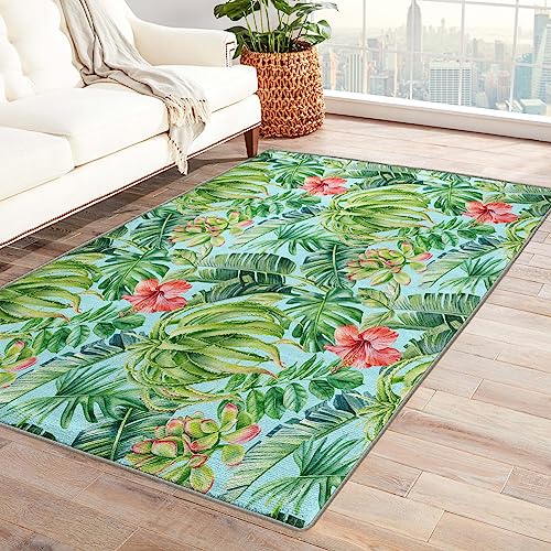 Tapete decorativo 4x6 Tropical Leaf para sala y dormitorio