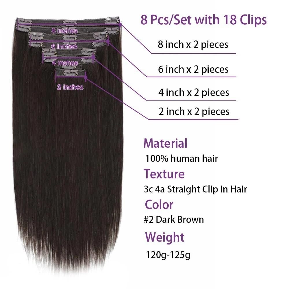 Dopinki z prawdziwych włosów Remy, gładkie, naturalne, grube, 8 sztuk, 120 g, 40-66 cm, naturalne włosy remy, gładkie, naturalne, grube, 8 sztuk