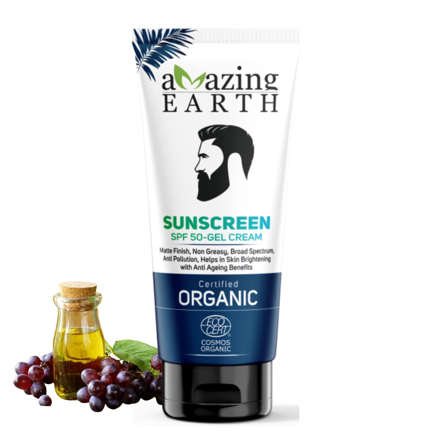 Amazing Earth Organic Sunscreen SPF 50 Gel Cream, Matte Finish, Non-Greasy, Broad Spectrum Pack of 2