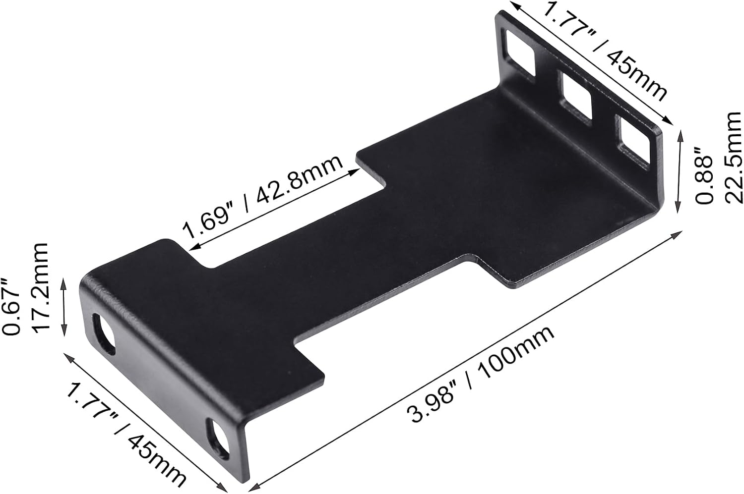 1U Server Rack Depth Extender Kit - 4in Recessed Mount Adapter Bracket for Network Rack, 4 Pcs, Including Screws