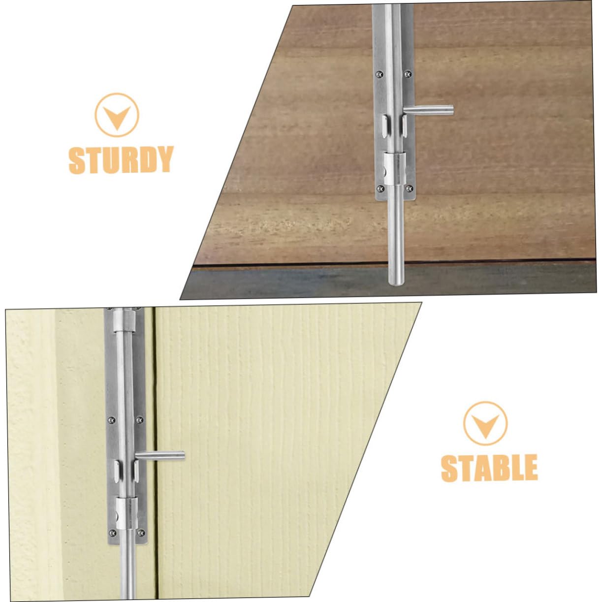 SHINEOFI 5 Set Serratura Scorrimento Acciaio Inossidabile Catenaccio Per Portoni E Cancelli Installazione E Resistente Sicurezza Per Porte Doppie E Singole 2 Pezzi*5