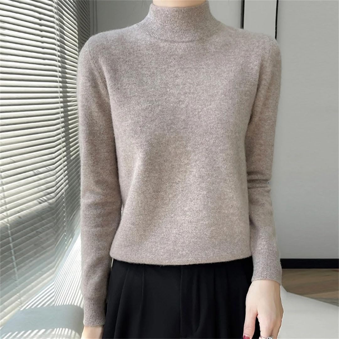 Suéter De Cachemira con Cuello Semialto para Mujer Jerséis Chaqueta De Punto Básica De Manga Larga De Lana Suelta