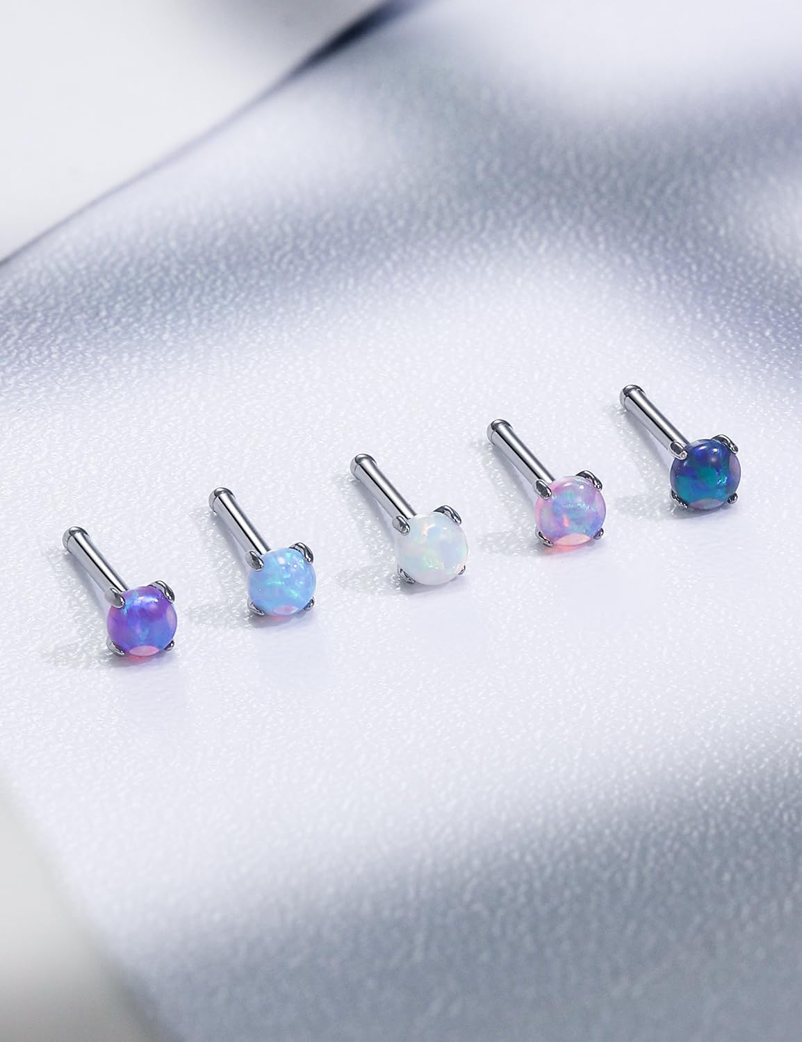 18G 20G 22G Astm F136 Titanium Nose Rings Studs Piercing Jewelry for Women Men Opal Nose Rings Nostril Piercing Jewelry Top Opal 1.5mm 2mm 2.5mm 3mm 5PCS - Image 7