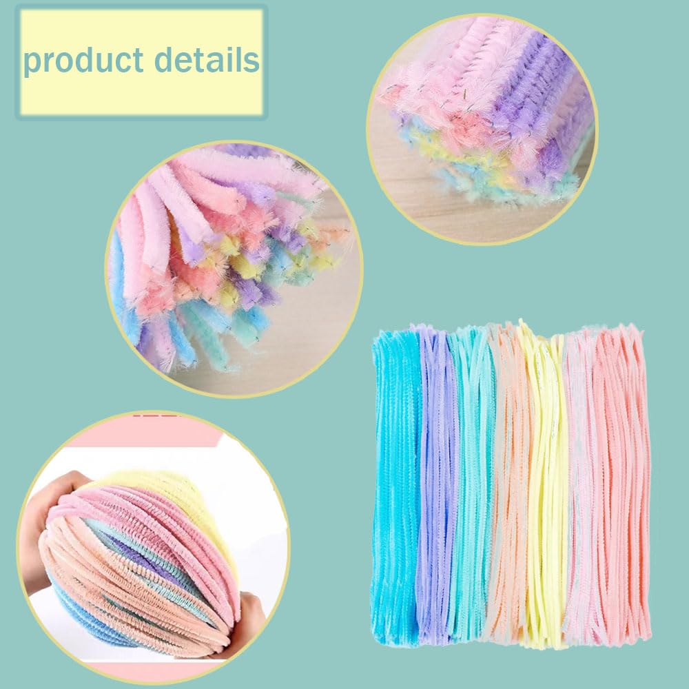 300 Scovolini In Ciniglia Colorati - 30 Cm X 6 Mm, Per Lavoretti Creativi, Fai Da Te, Decorazioni