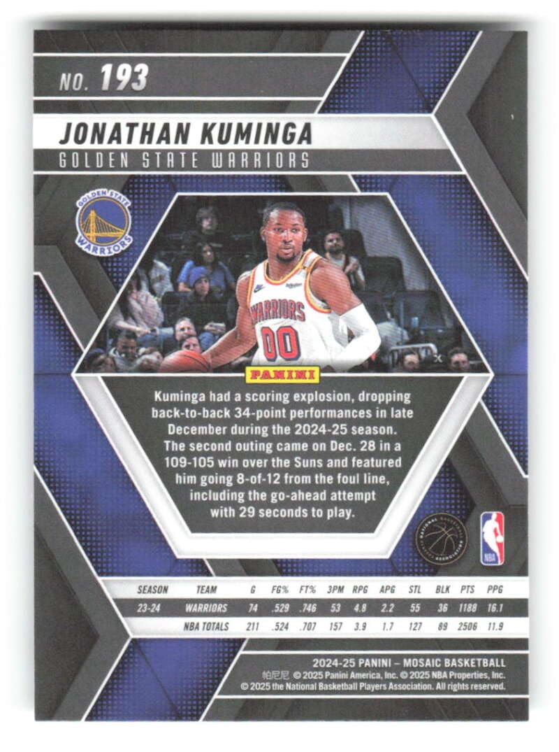 Amazon.com: 2024-25 Panini Mosaic #193 Jonathan Kuminga Golden