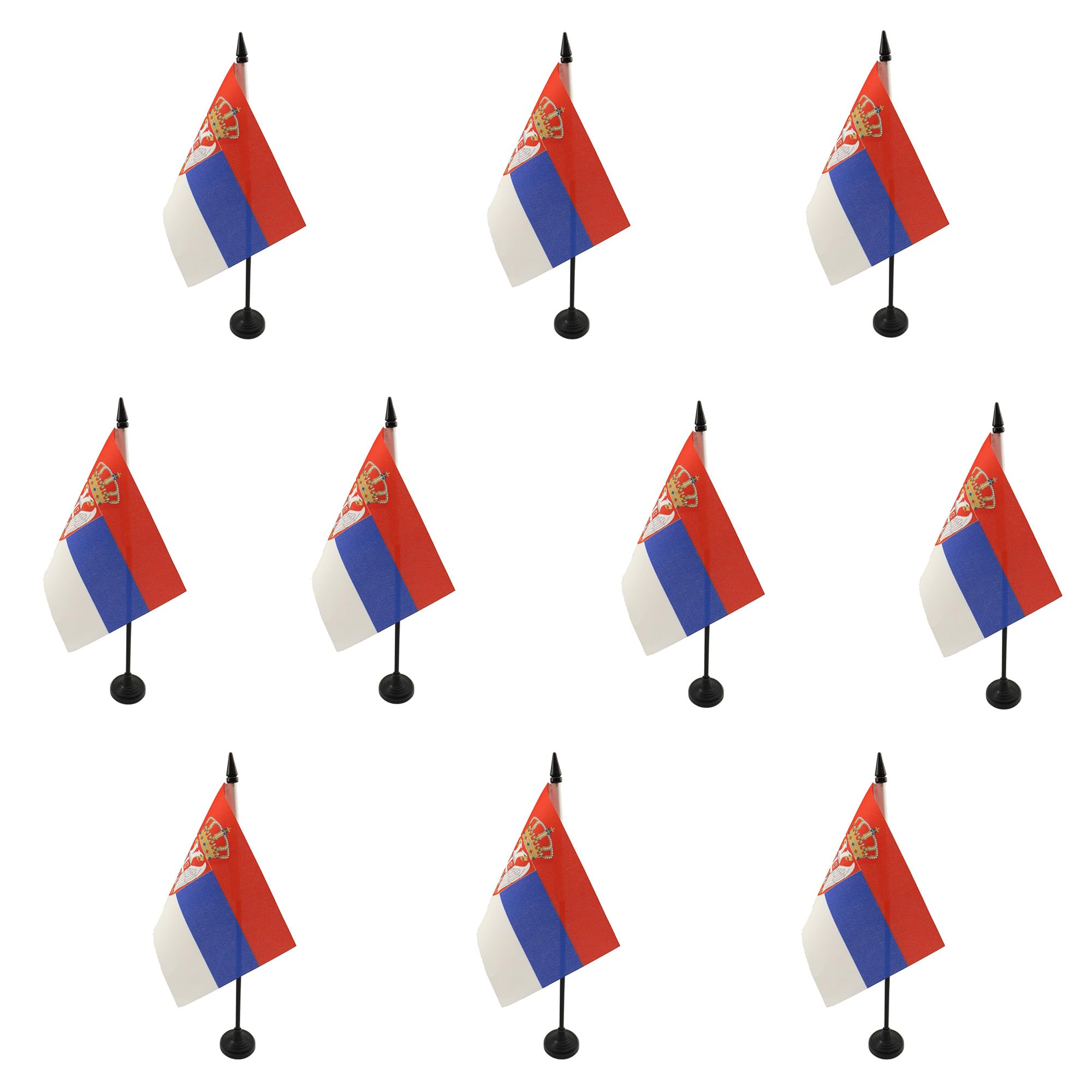 AZ FLAG Pack of 10 Serbia Table Flags 4x6 in 100D Polyester Plastic Base