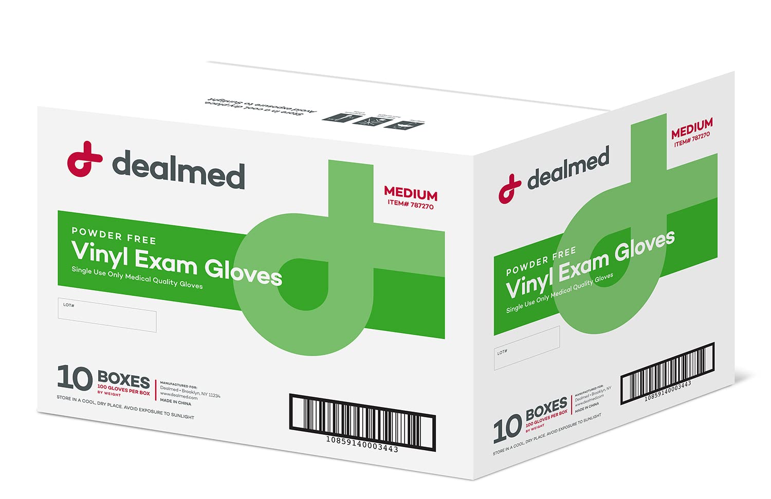 Dealmed Vinyl Exam Gloves 1000 ct. Medium Medical, Disposable, Latex Free Gloves for First Aid Kit and Medical Facilities