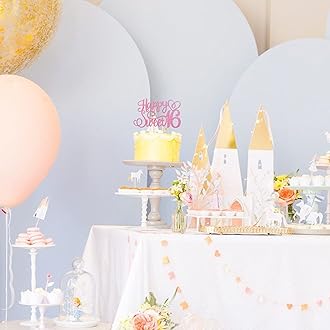 1 PCS Happy Sweet 16 Cake Topper Glitter Hello 16 Cheers to 16 Years Cake Pick Happy 16th Birthday Cake Decoration for Happy 16th Anniversary Birthday Party Decorations Supplies Pink