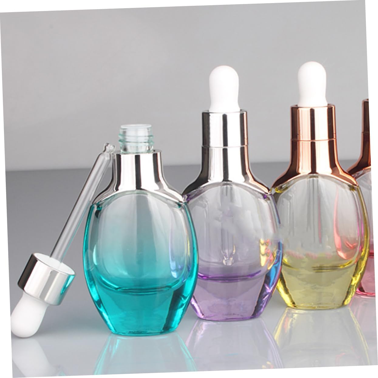 FOMIYES 5pcs Essential Oil Dropper Bottles Essence Containers with Heads for Travel for Oils and Liquids Orange Gold Dark Purple Light Purple Blue