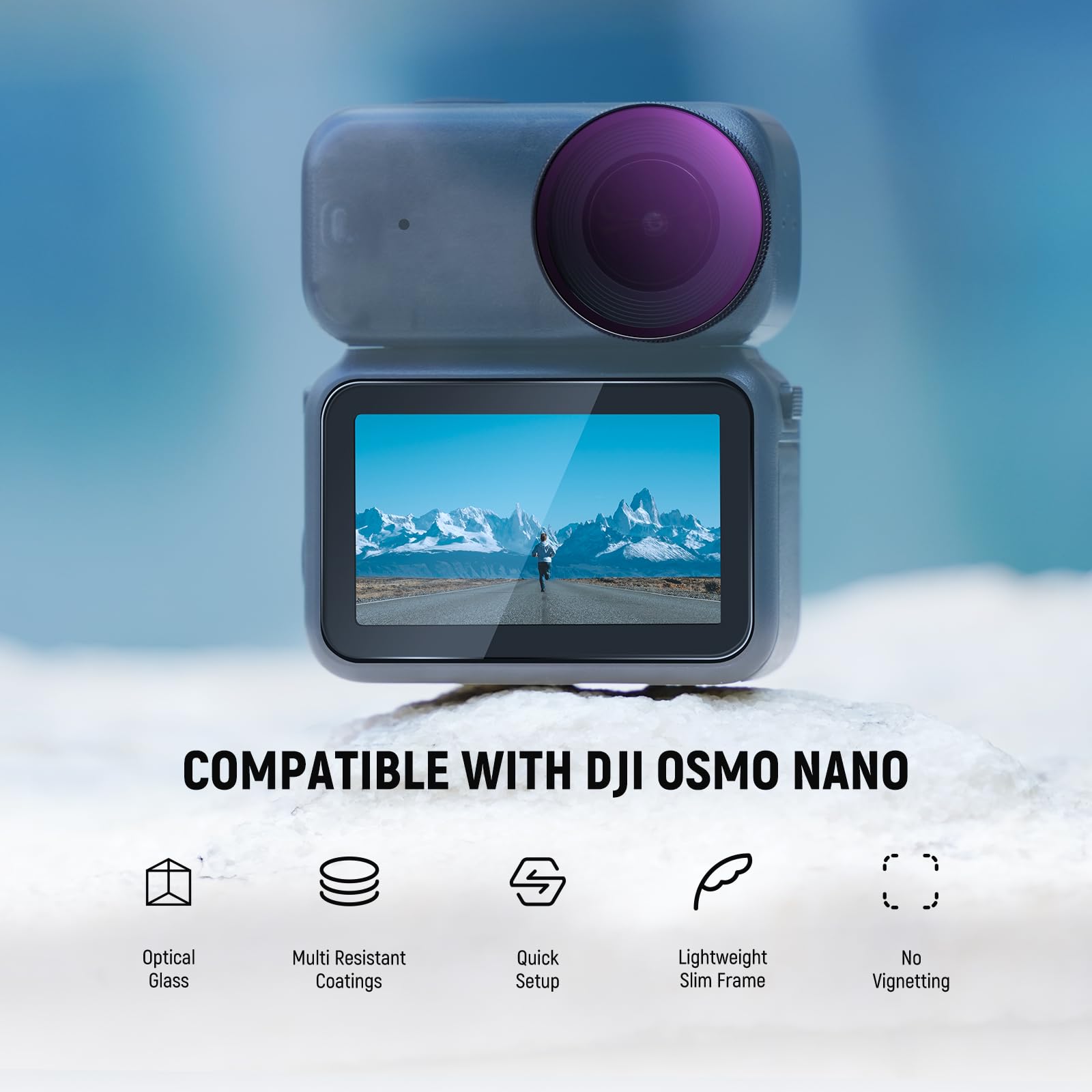 NEEWER Zestaw filtrów ND kompatybilny z DJI Osmo Nano (ND8/16/32/CPL), wkręcany filtr obiektywu kamery o neutralnej gęstości, wielowarstwowe akcesoria ze szkła optycznego z osłoną ekranu, 4 opakowania