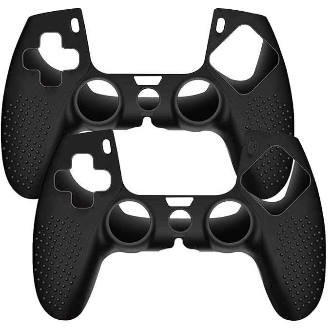 OIVO INDIA Black Controller Silicone Cover Case PS5 Controller Skin Anti Slip Protective Case Sleeve for Sony Playstation 5 DualSense Controller (Pack of 2)