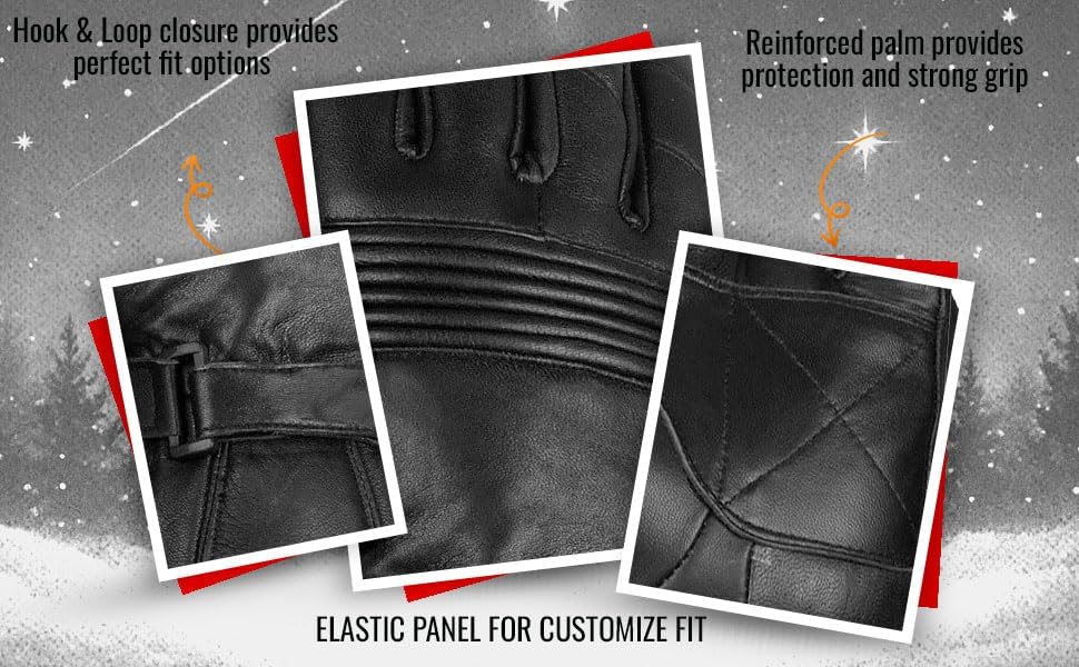 Jackets 4 Bikes Winter Motorcycle Gloves, Premium Biker Sheep Leather Thinsulate Warm Cold Weather Water Resistance Windproof Gauntlet for Men and Women - Image 9