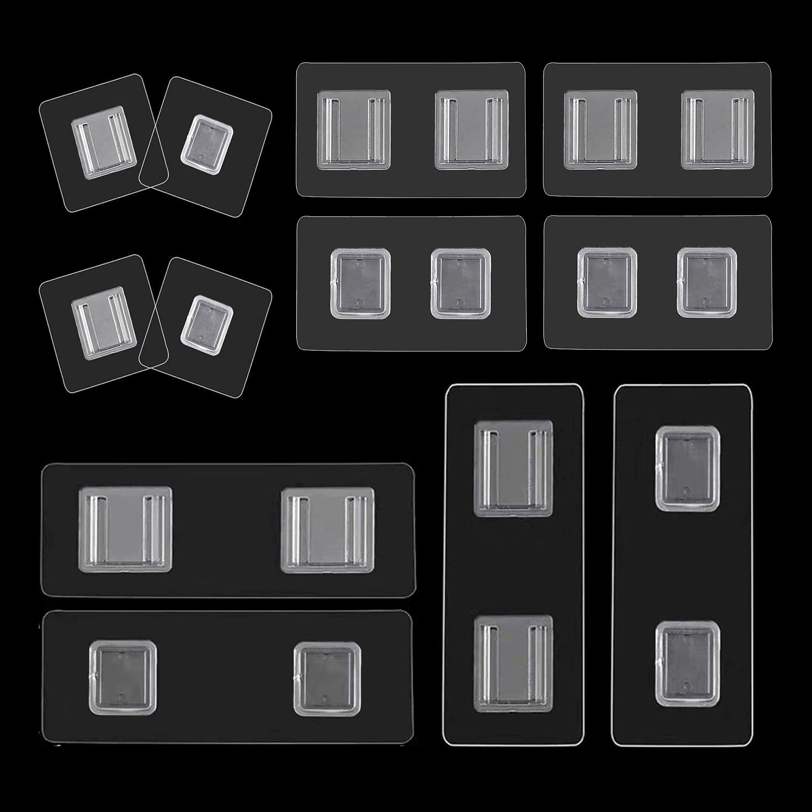 CARURLIFF 6 Pairs Shower Caddy Adhesive Relacement Sticker for Bathroom Kitchen, Square Double-Sided Adhesive Sticky Hook for No Drilling Wall Mount Holder, Mix Set 1