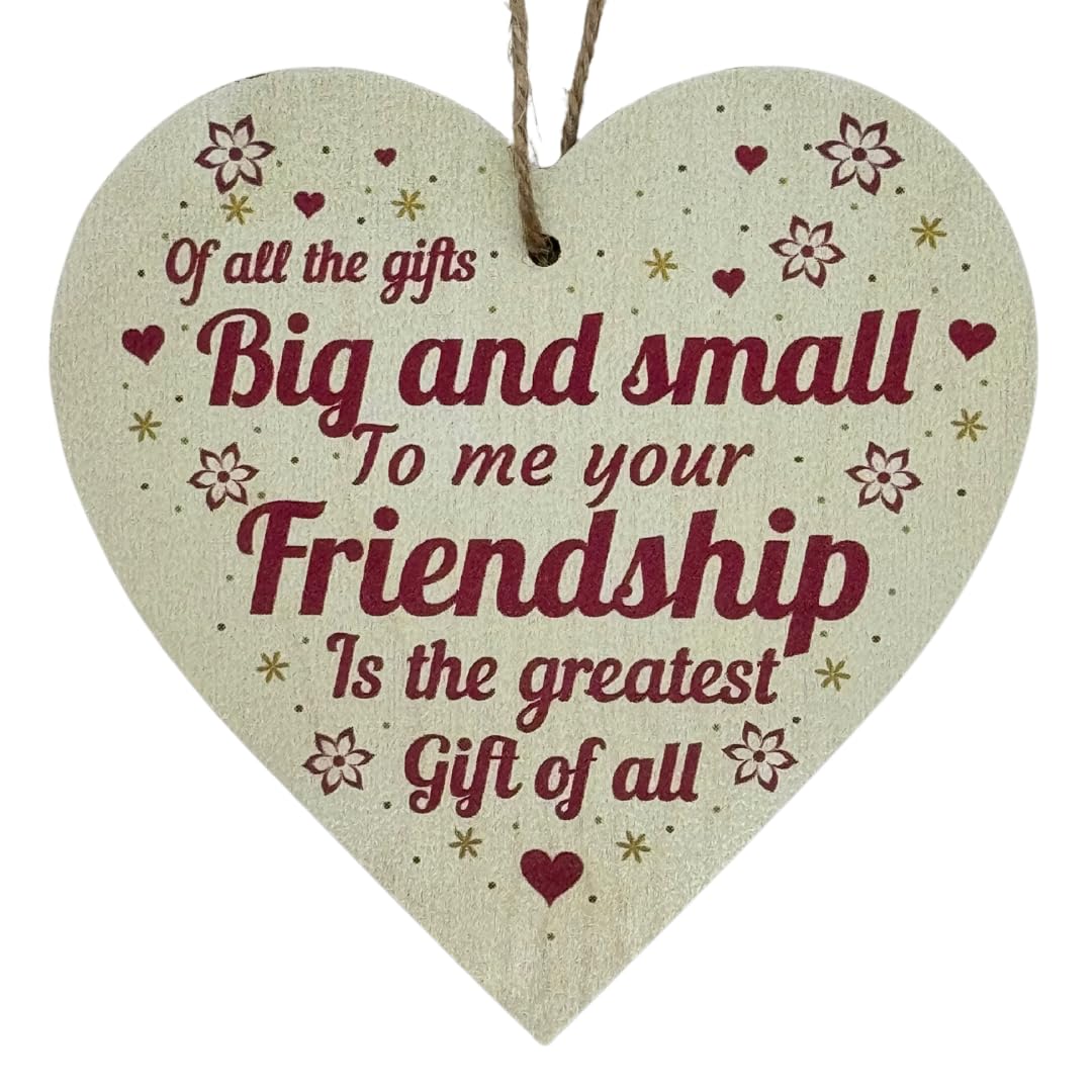 Second Ave Our Friendship Is The Greatest Gift Wooden Hanging Heart Home Friend Sign Plaque
