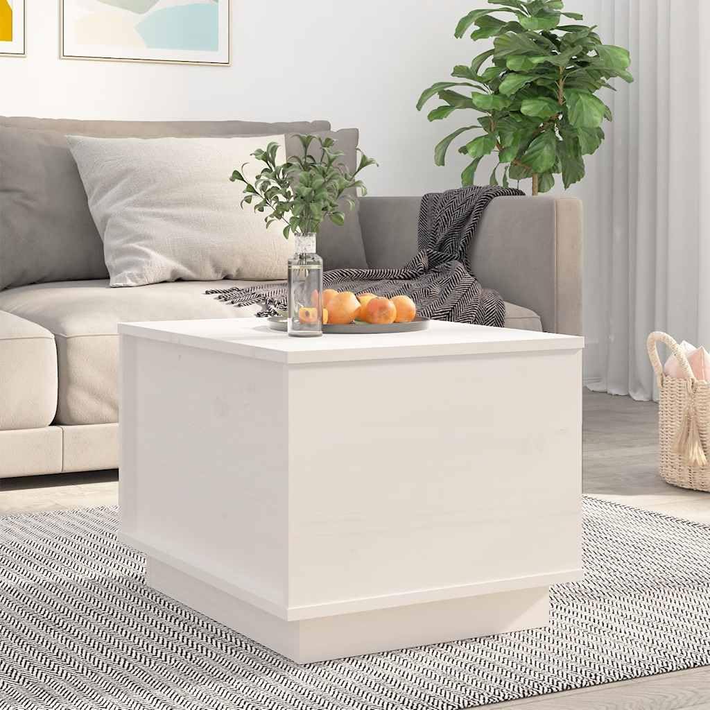 vidaXL Mesa de Centro de Madera Maciza de Pino Blanco 40x50x35 cm