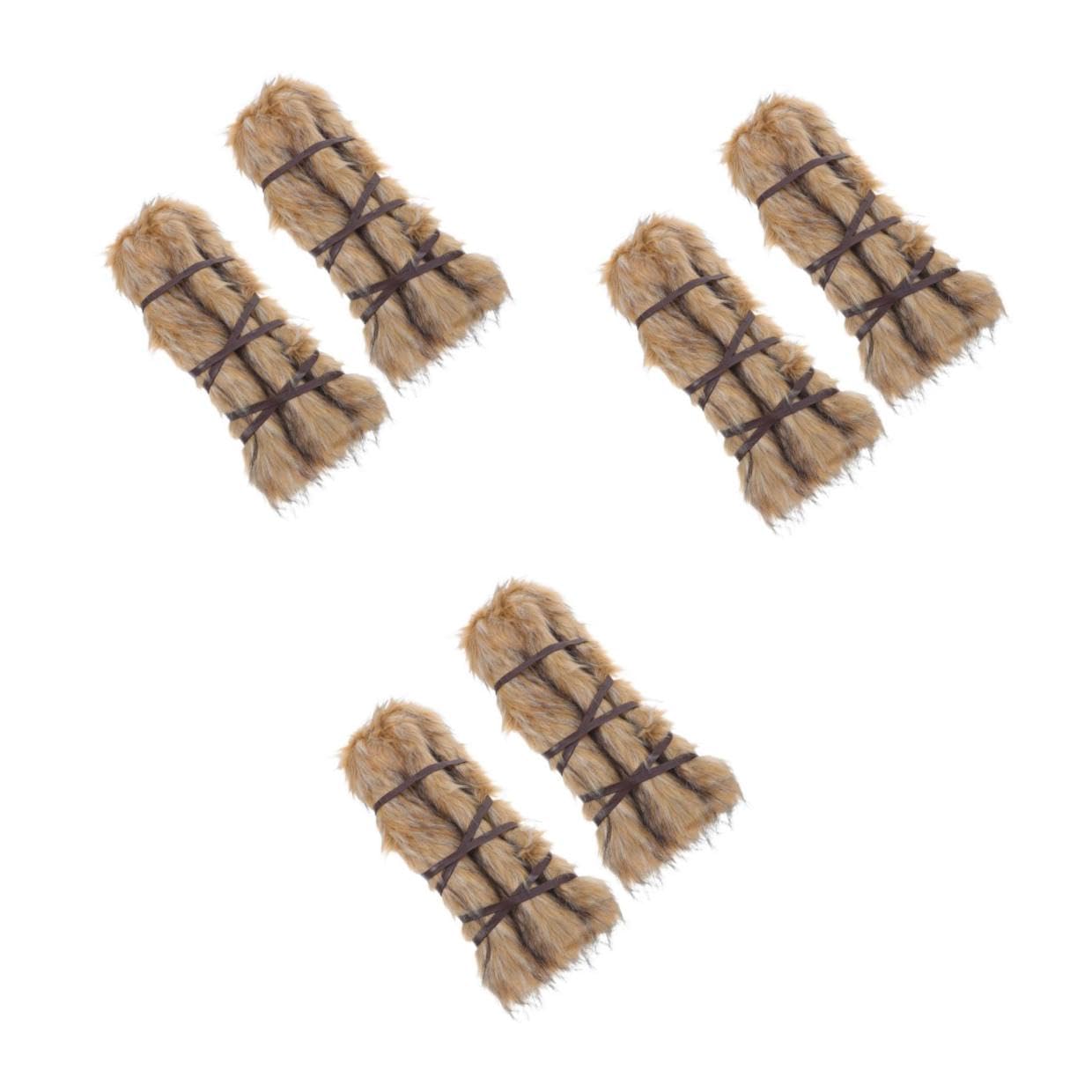 Tofficu 3 Paia Scaldamuscoli Invernali in Pelliccia Sintetica con Lacci, Accessori Vichinga Unisex per Cosplay, Avvolgimenti Gambe Resistenti all’Usura, per Festival Rinascimentali