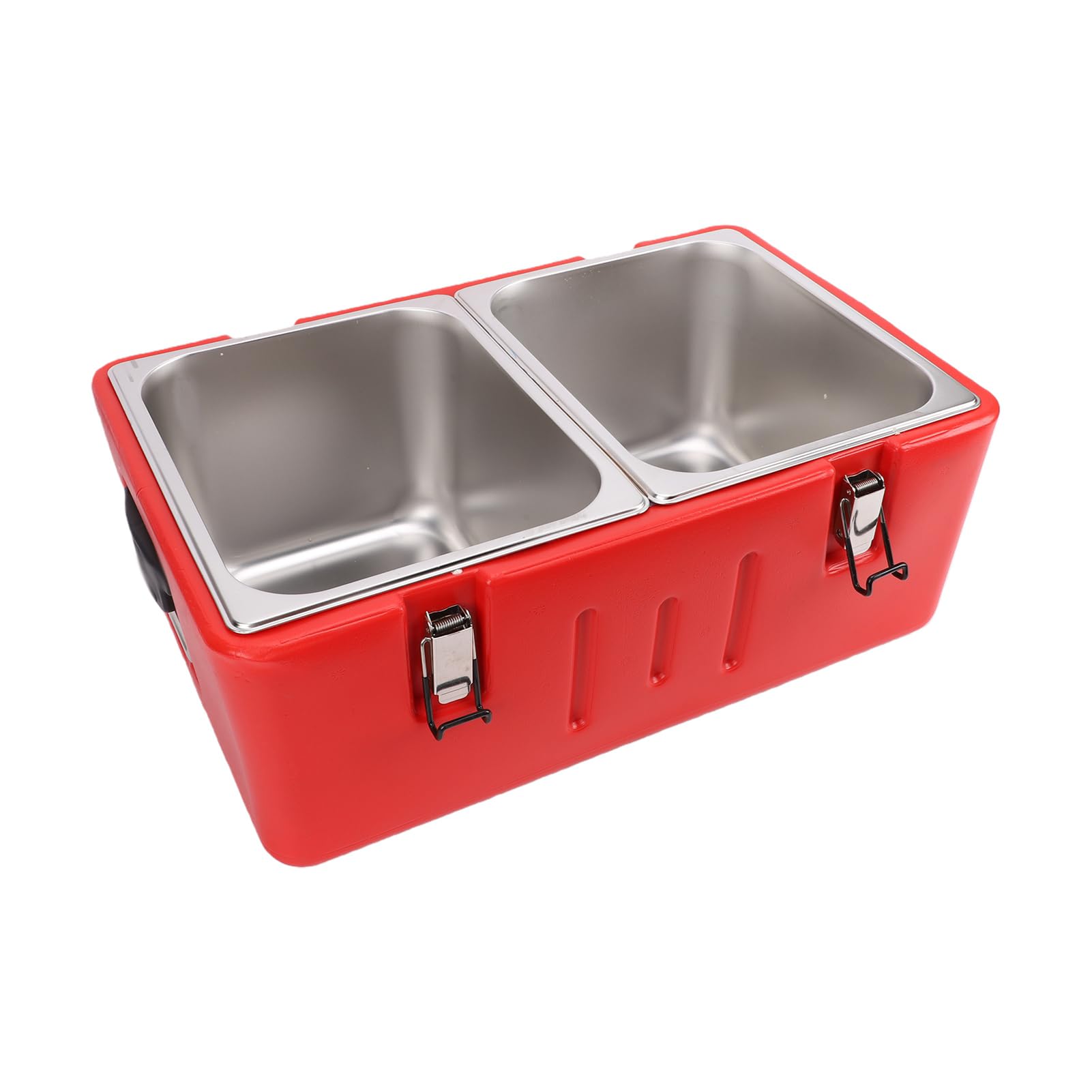 Portador de Bandejas de Alimentos Aislado con 2 Bandejas de Acero Inoxidable, Contenedor de Alimentos Aislado Comercial, Servidor de Buffet de Comida Caliente Fría Aislada