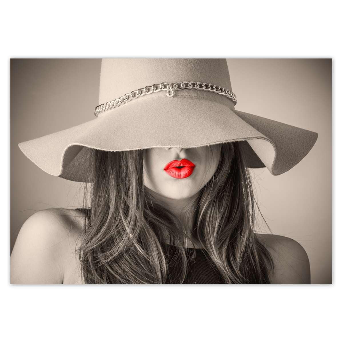 Papier peint intissé de haute qualité 208 x 146 cm tableau fille au chapeau élégant