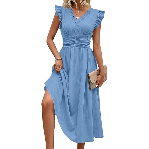 SHEWIN Women Summer Elegant Ruffle Sleeve Dress Semi Formal Boho Outfits 2026