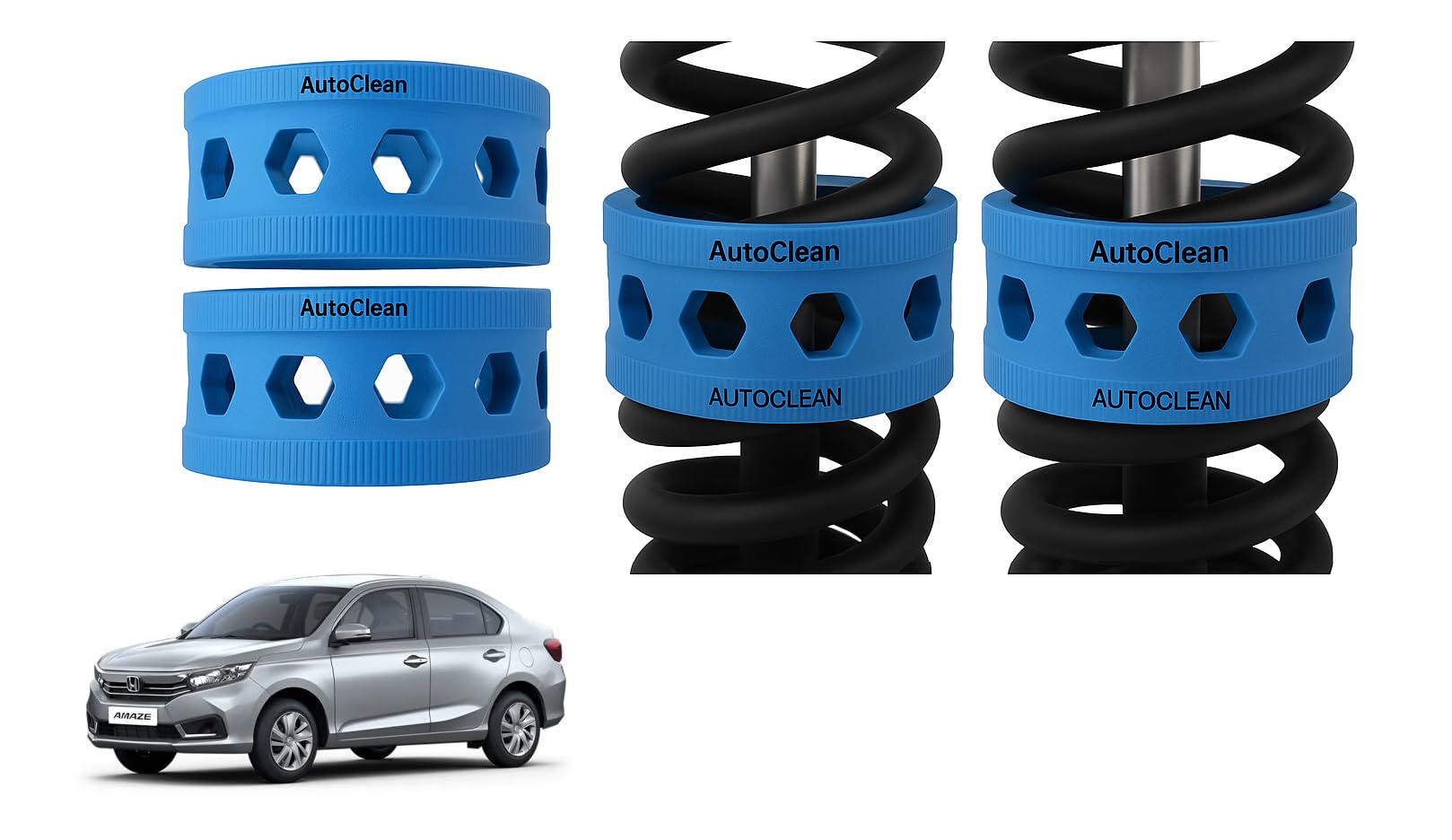 Autoclean Front Coil Spring Rubber Buffer Kit for Amaze | Size B | Increases Car Height, Shock Absorber & Suspension Stabilizer Cushioner