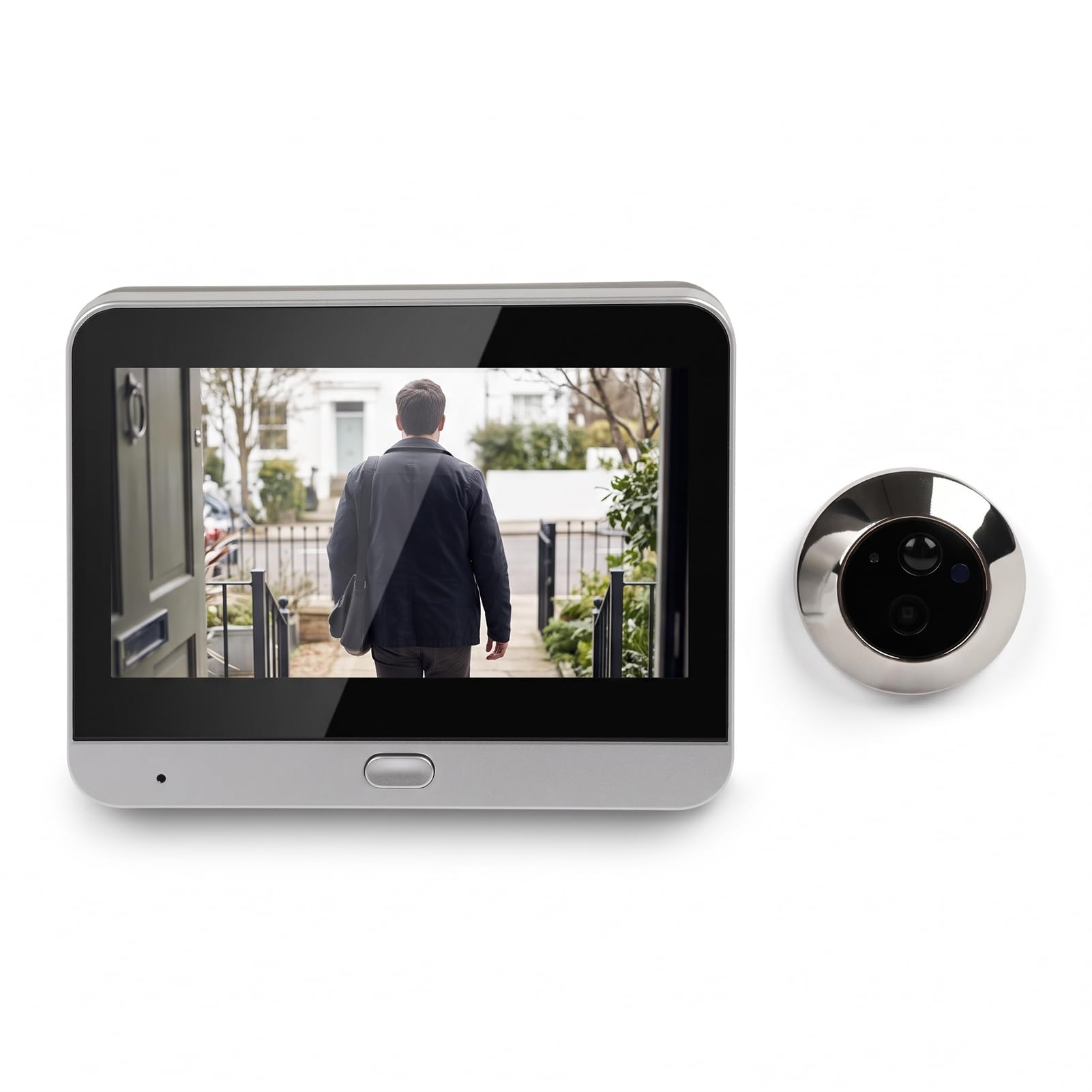 Wide Angle Motion Sensor, Night 2.4G Visual Doorbell, 120 Degree Viewing, Color LCD Display Digital Door Peephole Camera 1080P 4.3 Inch Black Grey