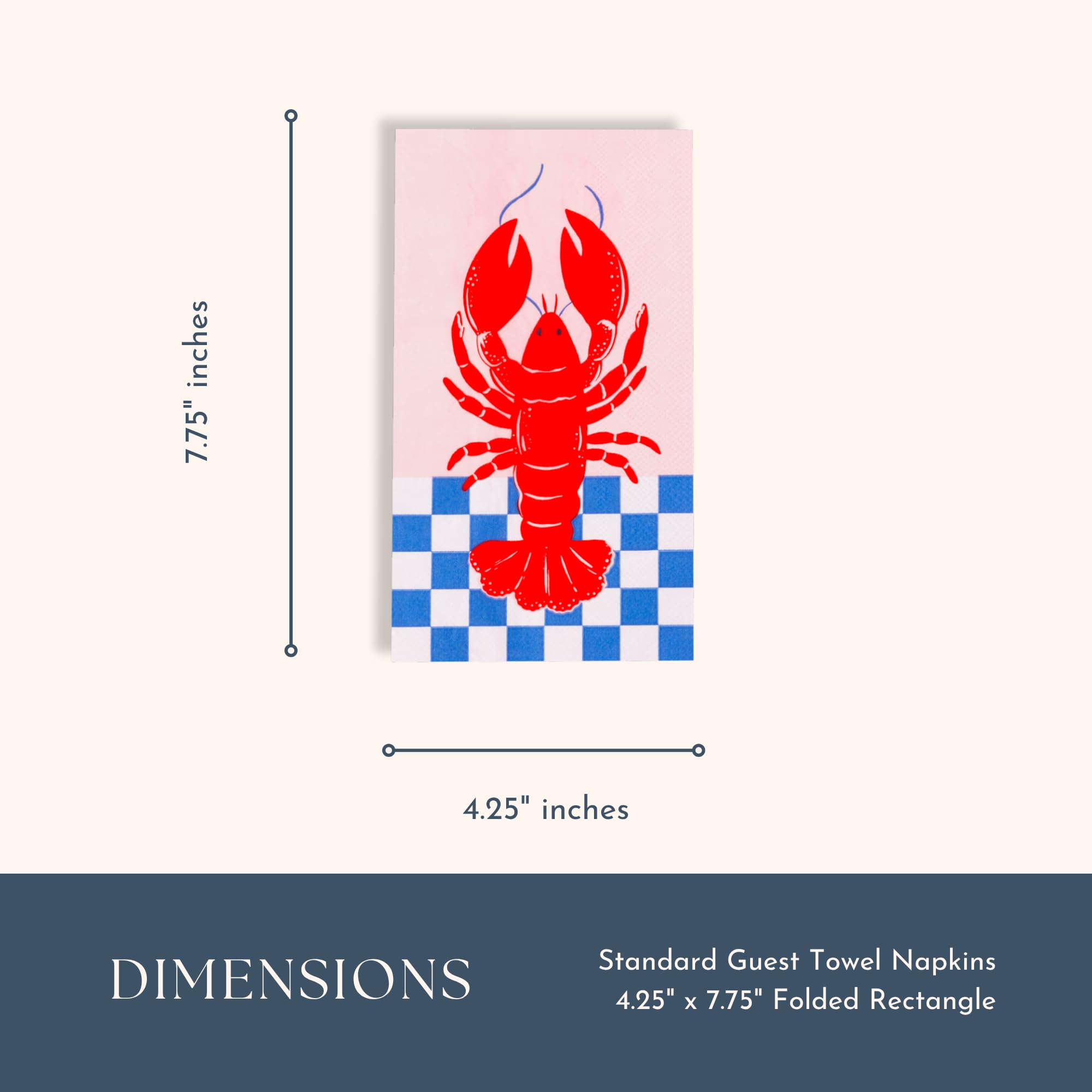Bonjour Fete Toallas decorativas de papel de langosta, a cuadros rojos y azules