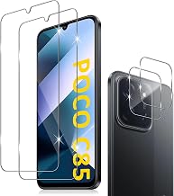 Holilo [2+2 Pieces Tempered Glass Film for Xiaomi POCO C85 Screen Protector and Camera Film, 9H Hardness Anti-Scratch Anti-Fingerprint Screen Protector