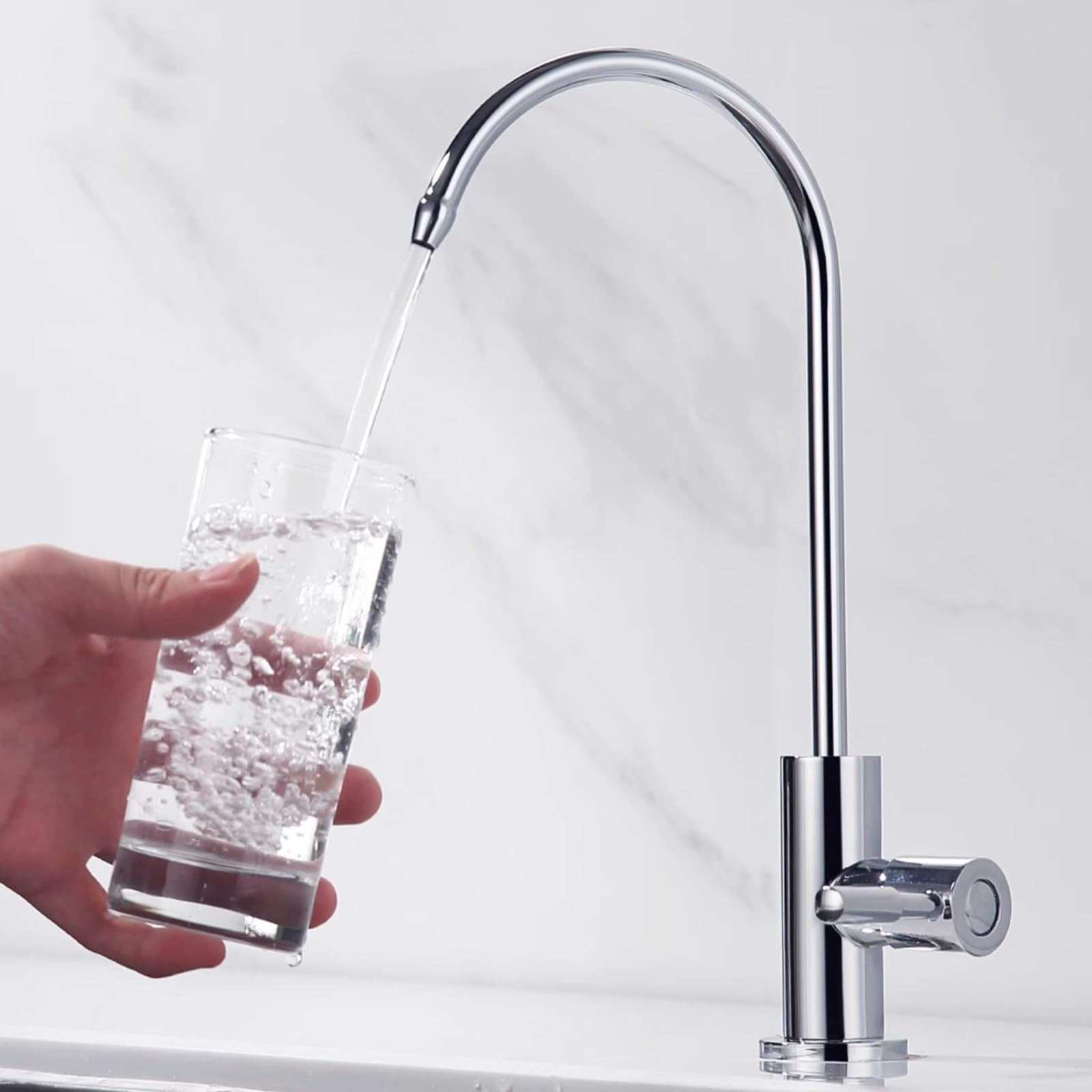 WDSOPK faucet Filter Drinking Water Swan Neck Kitchen Sink Faucet Swivel Single Cold Tap (A B)