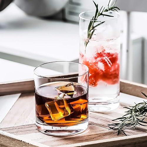 Miniatura 6 de Kingrol Paquete de 12 vasos de whisky dobles a la antigua, vasos de 10 onzas para whisky, bourbon, cócteles, bebidas, agua