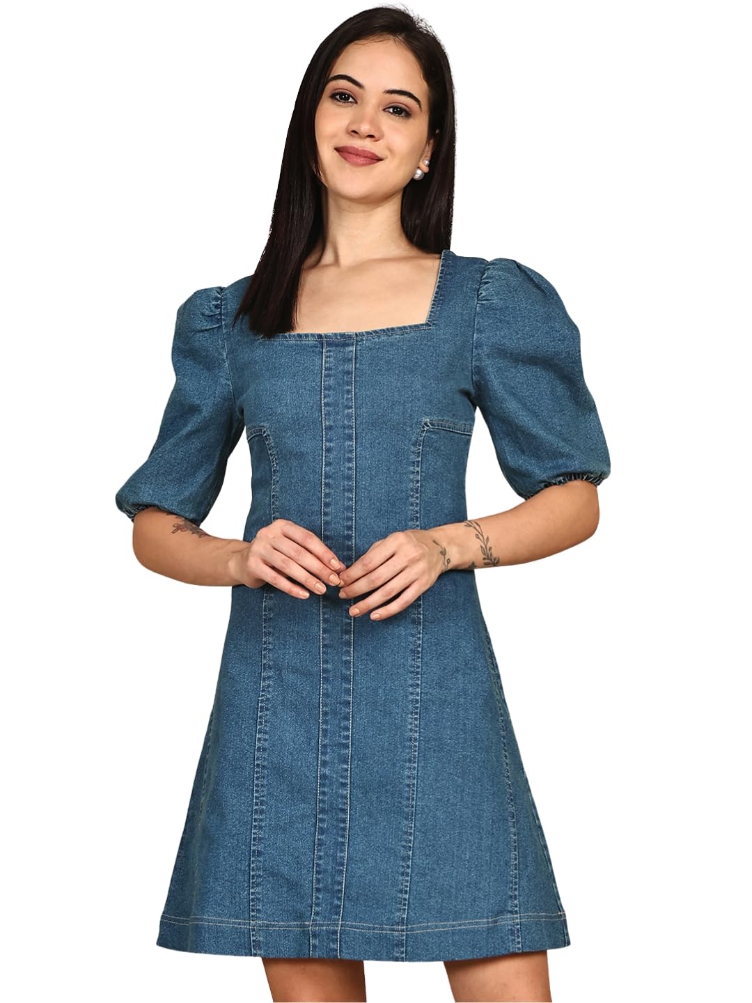 puella Women A-line Blue Above Knee/Mid Thigh Length Dress-picture-32