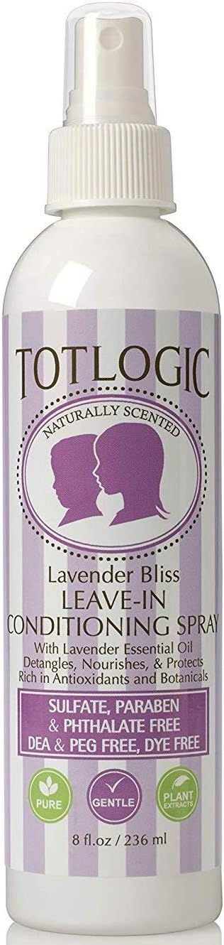 TotLogic Kids Detangler Spray and Leave In Conditioner - Naturally Scented with Essential Oils - Lavender, 8 oz