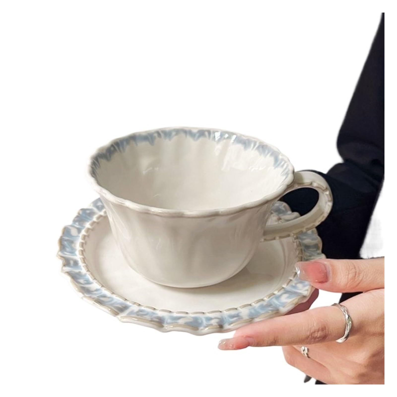 Zestaw filiżanek do herbaty i spodków, niebieski talerz na kubek do kawy retro piec, transformacja, rysunek kubek na kwiaty, ceramiczny kubek do kawy popołudniowa herbata 250 ml
