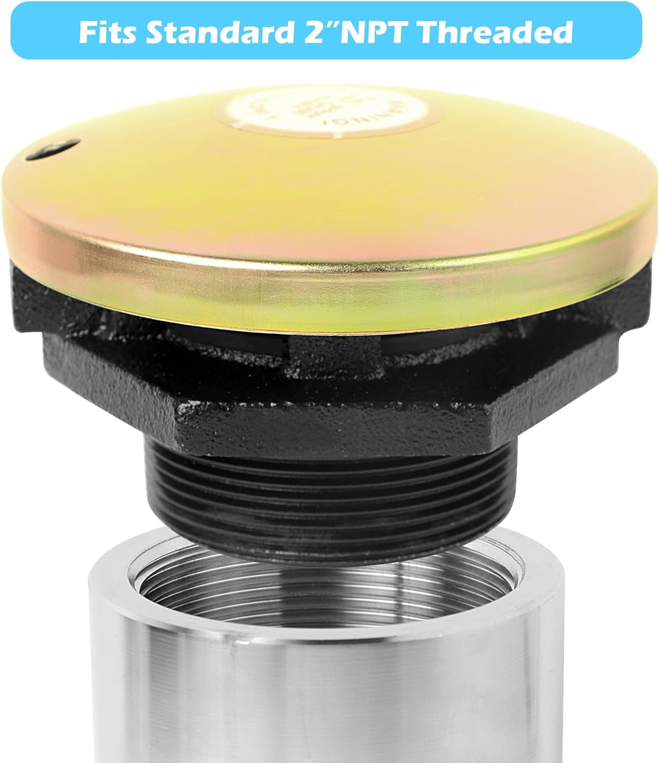 Transfer Tank Vented Fuel Cap w/Threaded Neck,Diesel Tank Cap with 2 Inch Base,Fuel Venting Pressure Gas Fill Lid for Diesel Transfer/Auxiliary/Storage Truck Tool Box