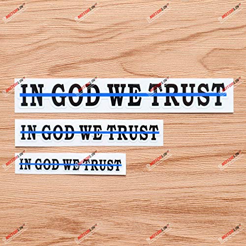 In God We Trust Fine ligne bleue Drapeau Autocollant en vinyle - Lot de 3 Brillant, 7,6 cm, 10,2 cm, 15,2 cm - pour voiture bateau ordinateur portable gobelet...