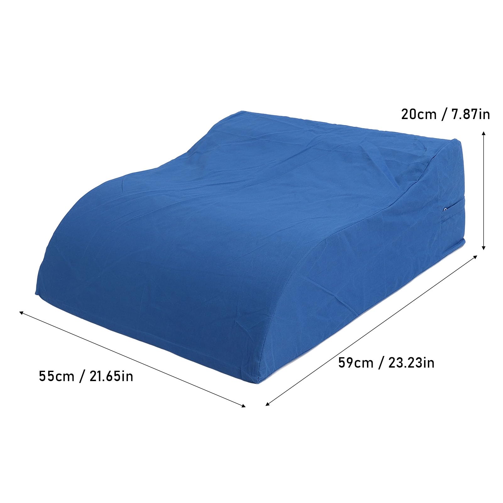 Cojín de cuña de soporte para piernas en forma de S, 59 x 55 x 20 cm, para un mejor sueño, ideal para la recuperación postoperatoria, cojín para piernas con elevación azul para un