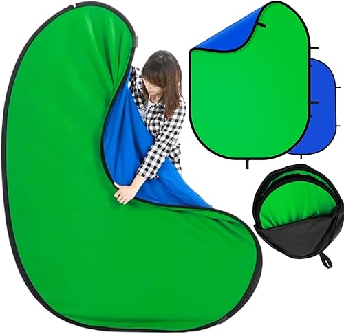 Miniatura 7 de Telón de fondo de pantalla verde plegable de doble cara con soporte y bolsa de transporte, fondo de pantalla verde desplegable portátil para