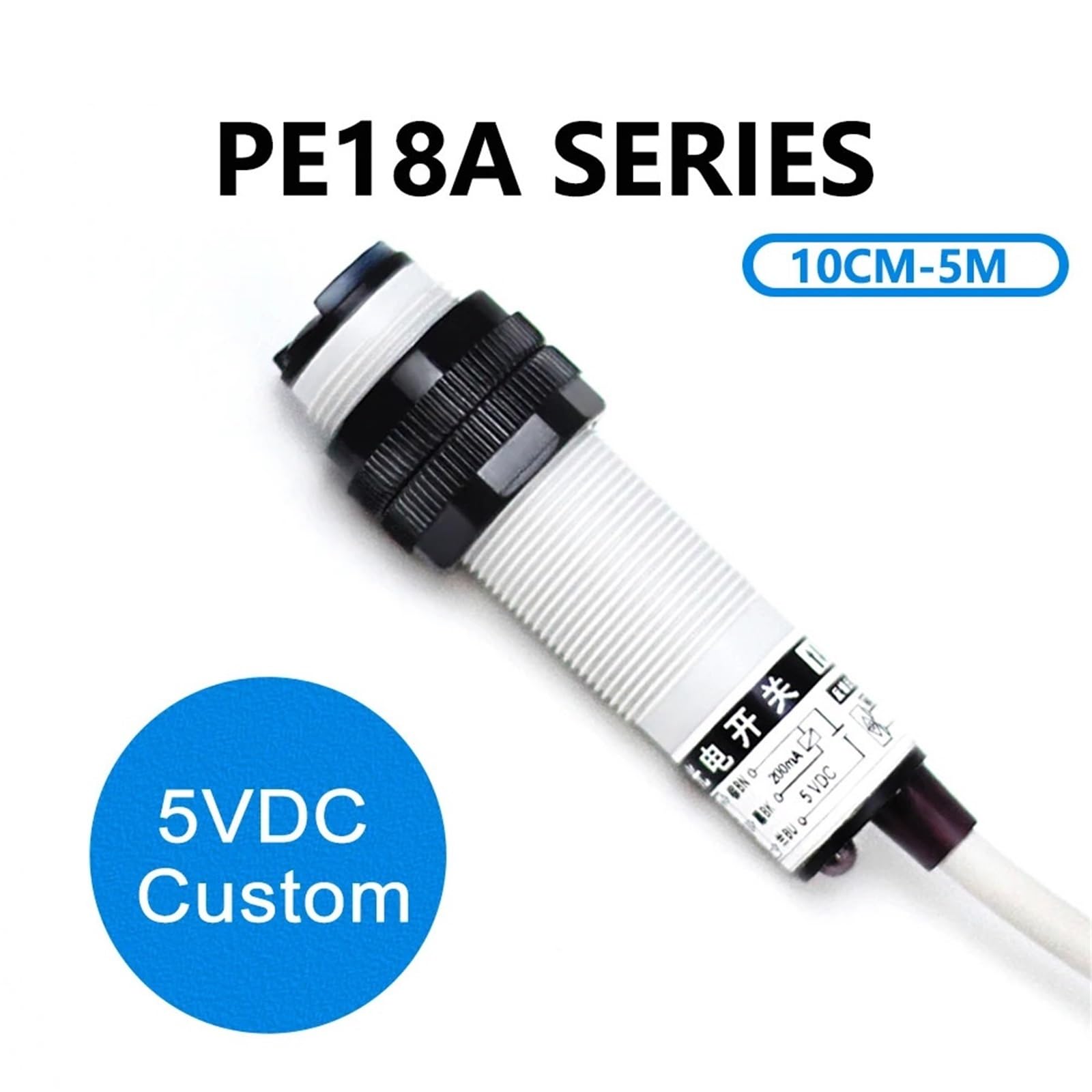Sensor fotoeléctrico óptico de 5V CC, interruptor de 30cm, difuso, 2m, retrorreflectante, detección de haz pasante de 5m