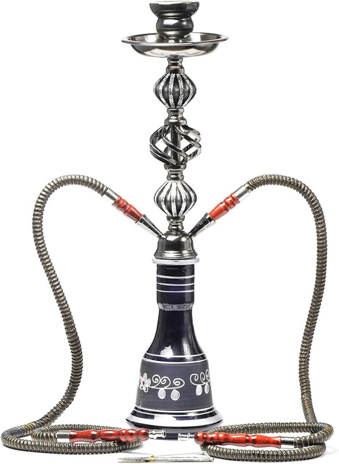Juego de Cachimba Portátil, Kit para Fumar Cachimba de Diseño Moderno con 2 Mangueras Fáciles de Montar, Mini Cachimba Resistente de Vidrio Adecuada para El Hogar, Hotel, Bar