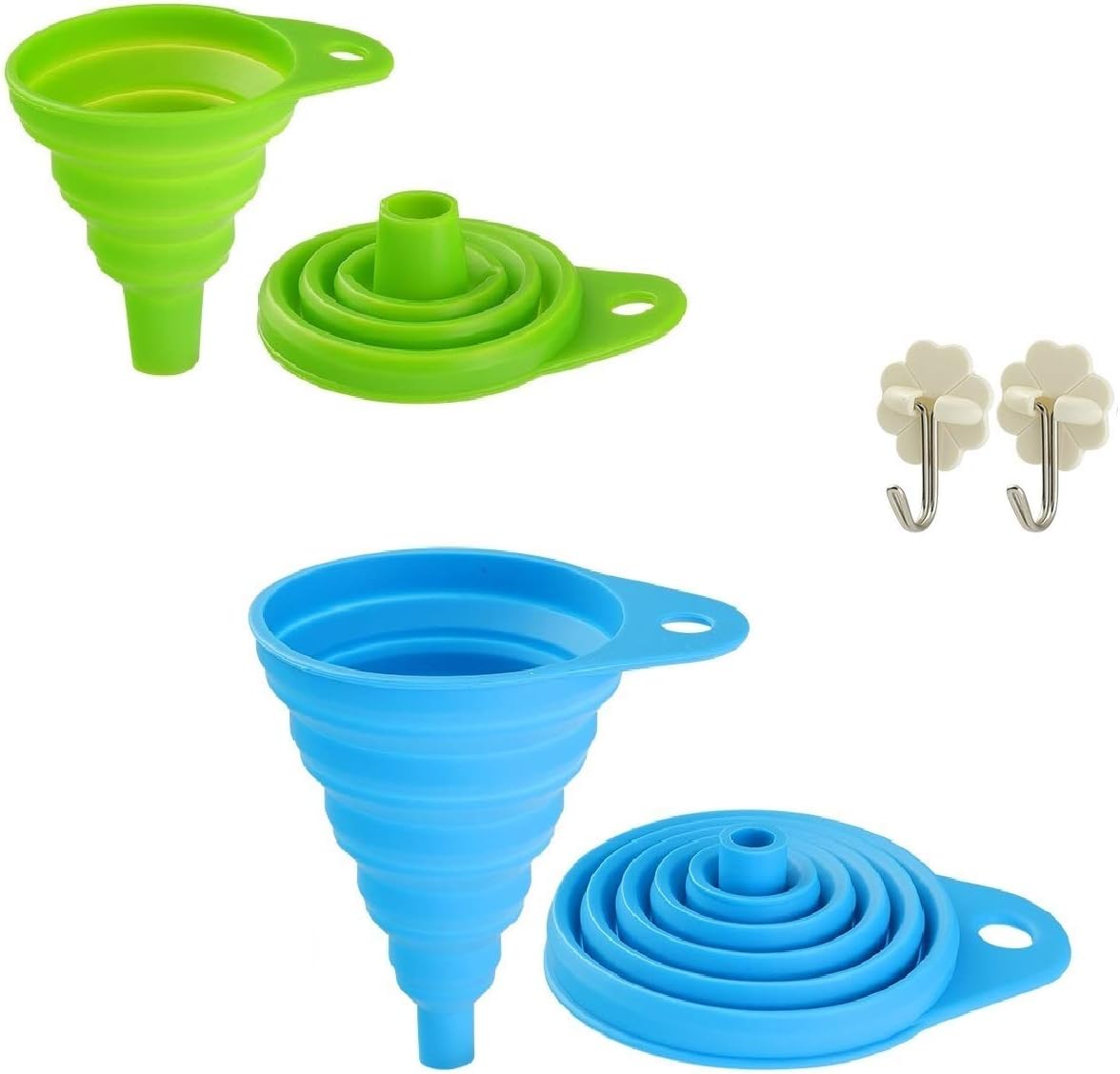 Collapsible Funnel Set, Flexible/Foldable/Kitchen Funnel for Water Bottle Liquid Transfer Narrow and Wide Mouth Funnels Hopper (1 pack large+1 pack small)
