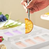 Vista 7 de Molde de silicona para helado de 4 cavidades, moldes para hornear con 200 palitos para golosinas caseras (blanco)