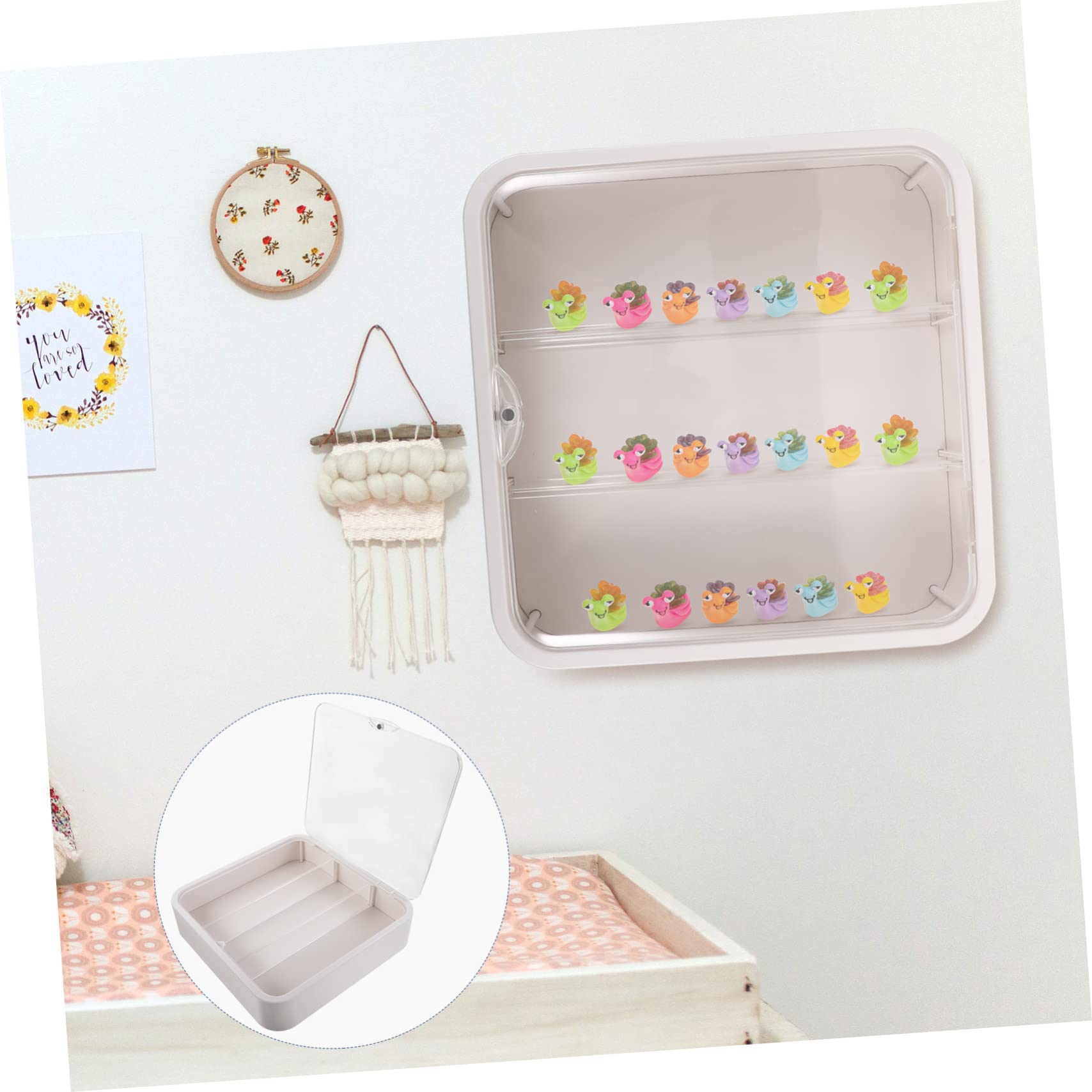 Vitrina para Figuras de Colección de Plástico Color Marfil Montaje Mural